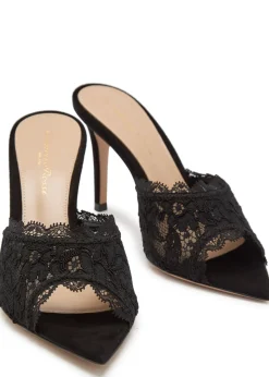 Claudia 85 lace and suede mules