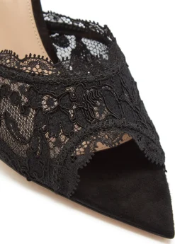 Claudia 85 lace and suede mules