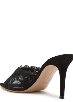 Claudia 85 lace and suede mules