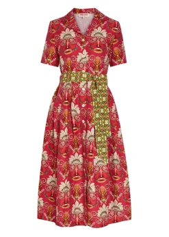 Claudia printed linen and cotton-blend midi shirt dress