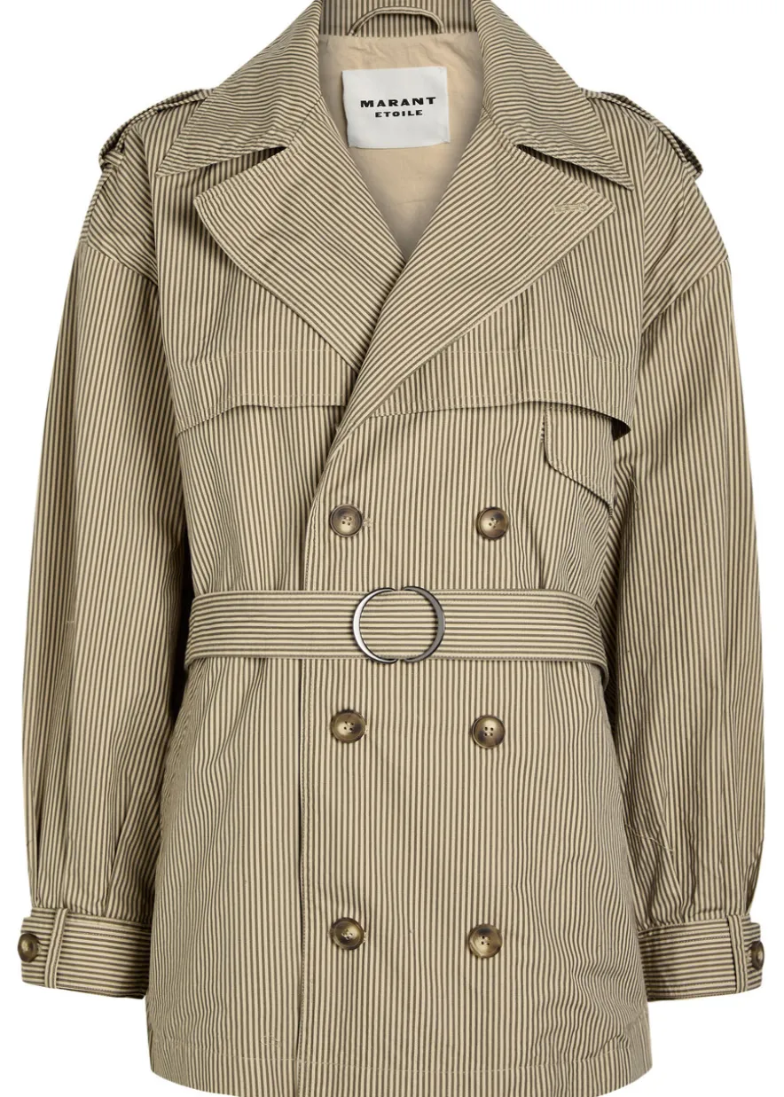 Claya striped belted cotton jacket