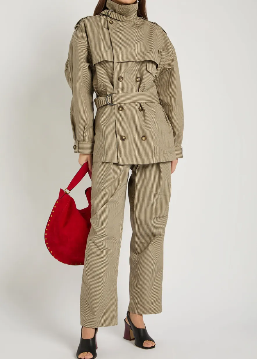 Claya striped belted cotton jacket