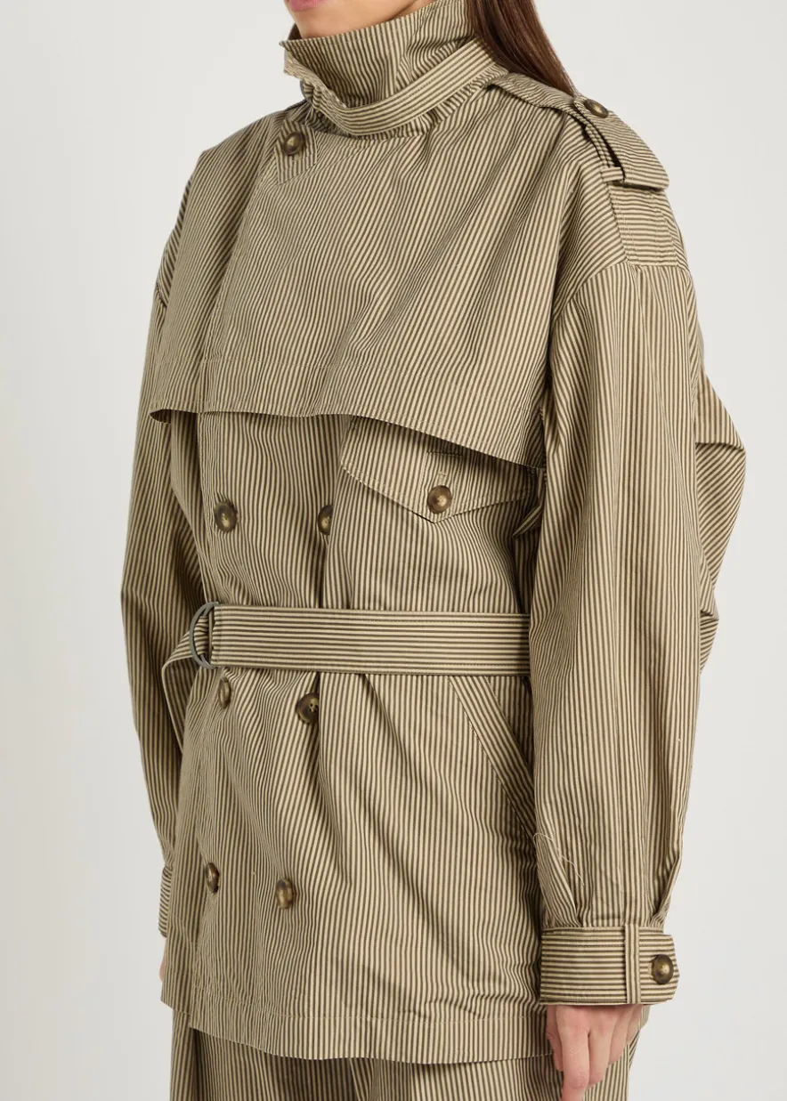 Claya striped belted cotton jacket