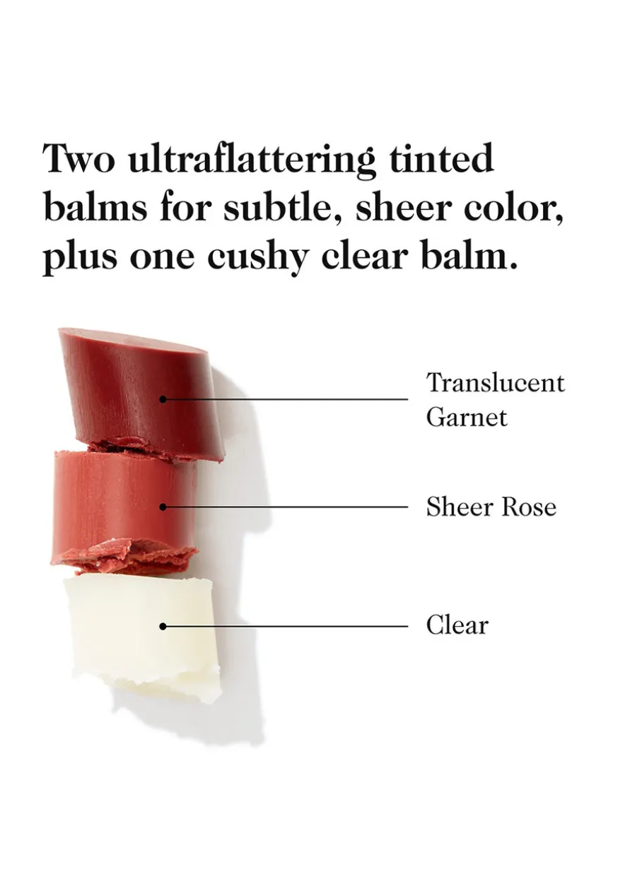 Clean Nourishing Lip Balm Trio - Clear, Garnet & Rose