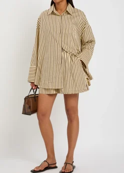 Clemente striped cotton-poplin shorts