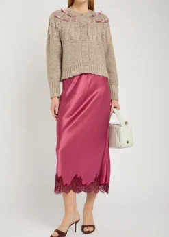 Clementian bow-appliquéd alpaca-blend cardigan