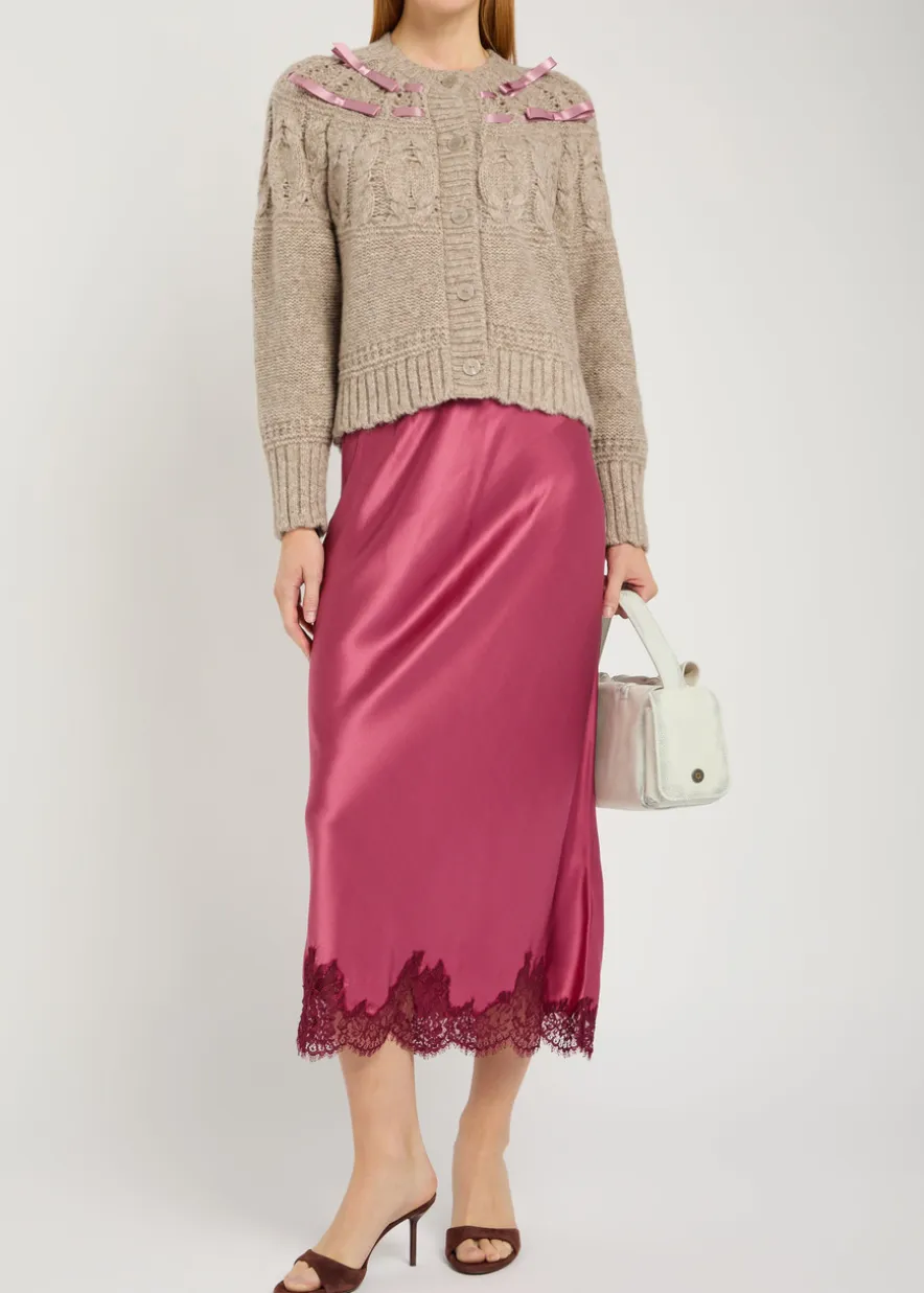 Clementian bow-appliquéd alpaca-blend cardigan