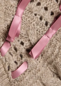 Clementian bow-appliquéd alpaca-blend cardigan