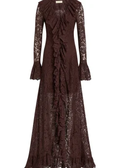 Clementina ruffled guipure lace maxi dress