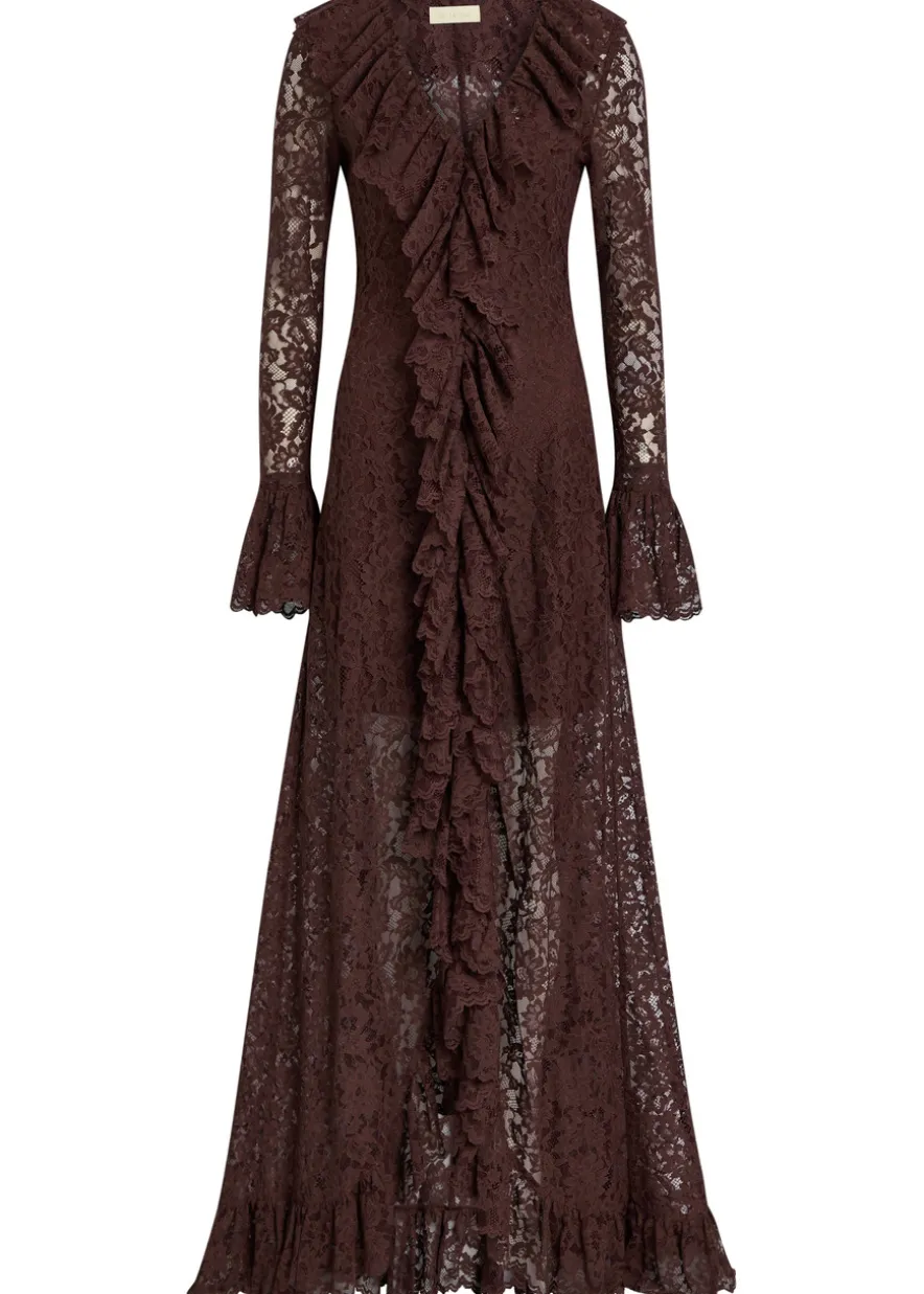 Clementina ruffled guipure lace maxi dress