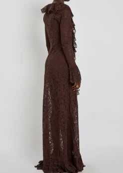 Clementina ruffled guipure lace maxi dress