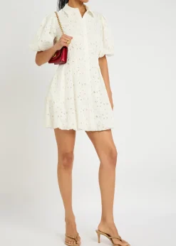 Cleo floral-embroidered cotton mini dress