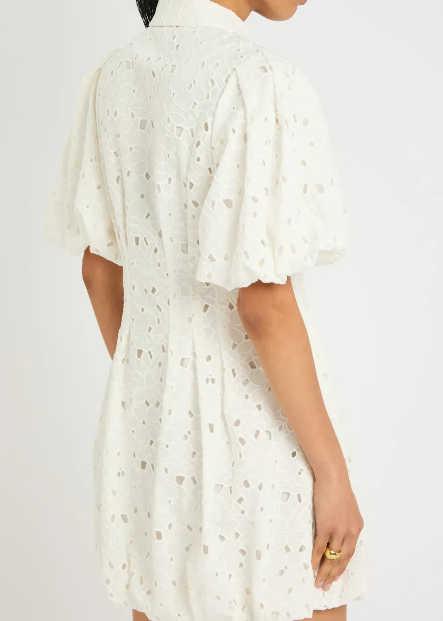 Cleo floral-embroidered cotton mini dress