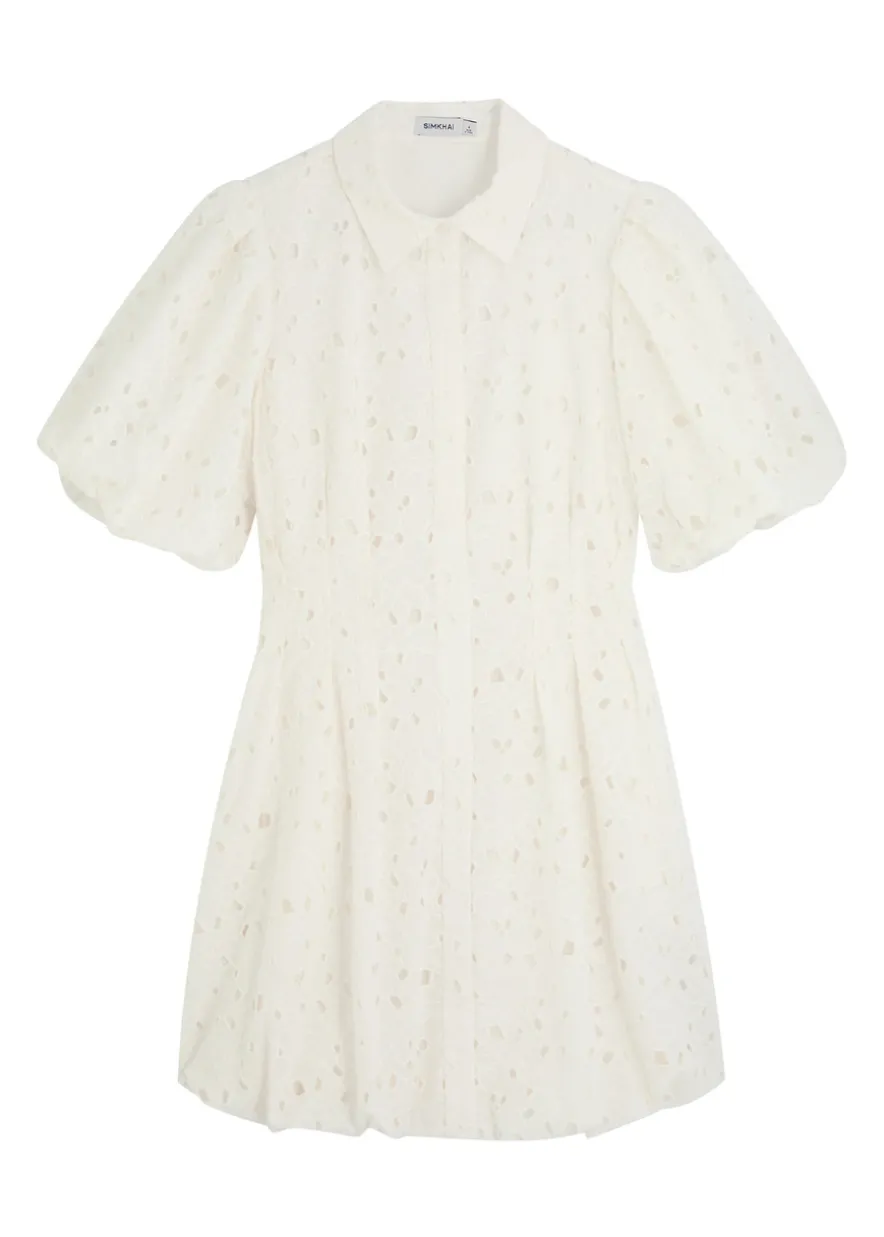Cleo floral-embroidered cotton mini dress