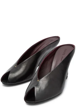 Cloak 75 peep-toe leather mules