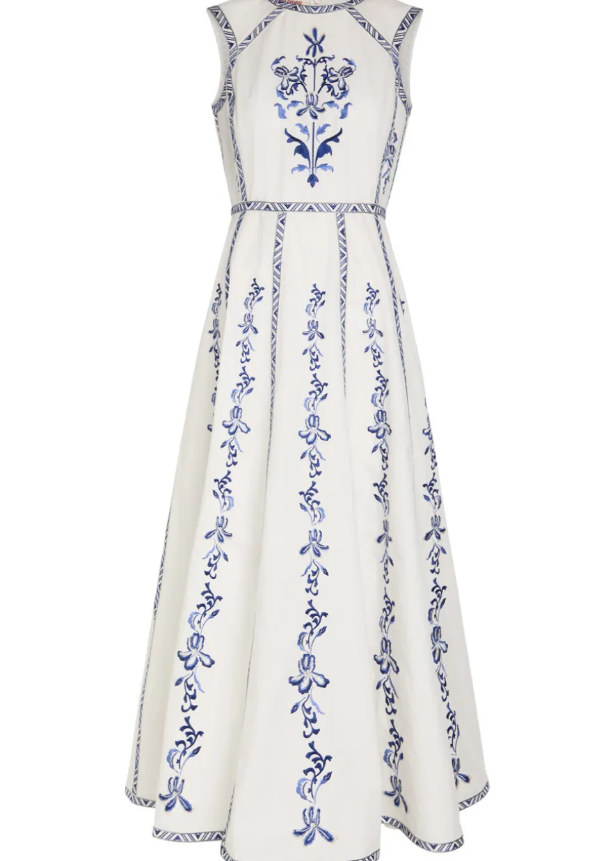 Clodette embroidered cotton-poplin midi dress