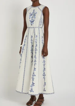 Clodette embroidered cotton-poplin midi dress