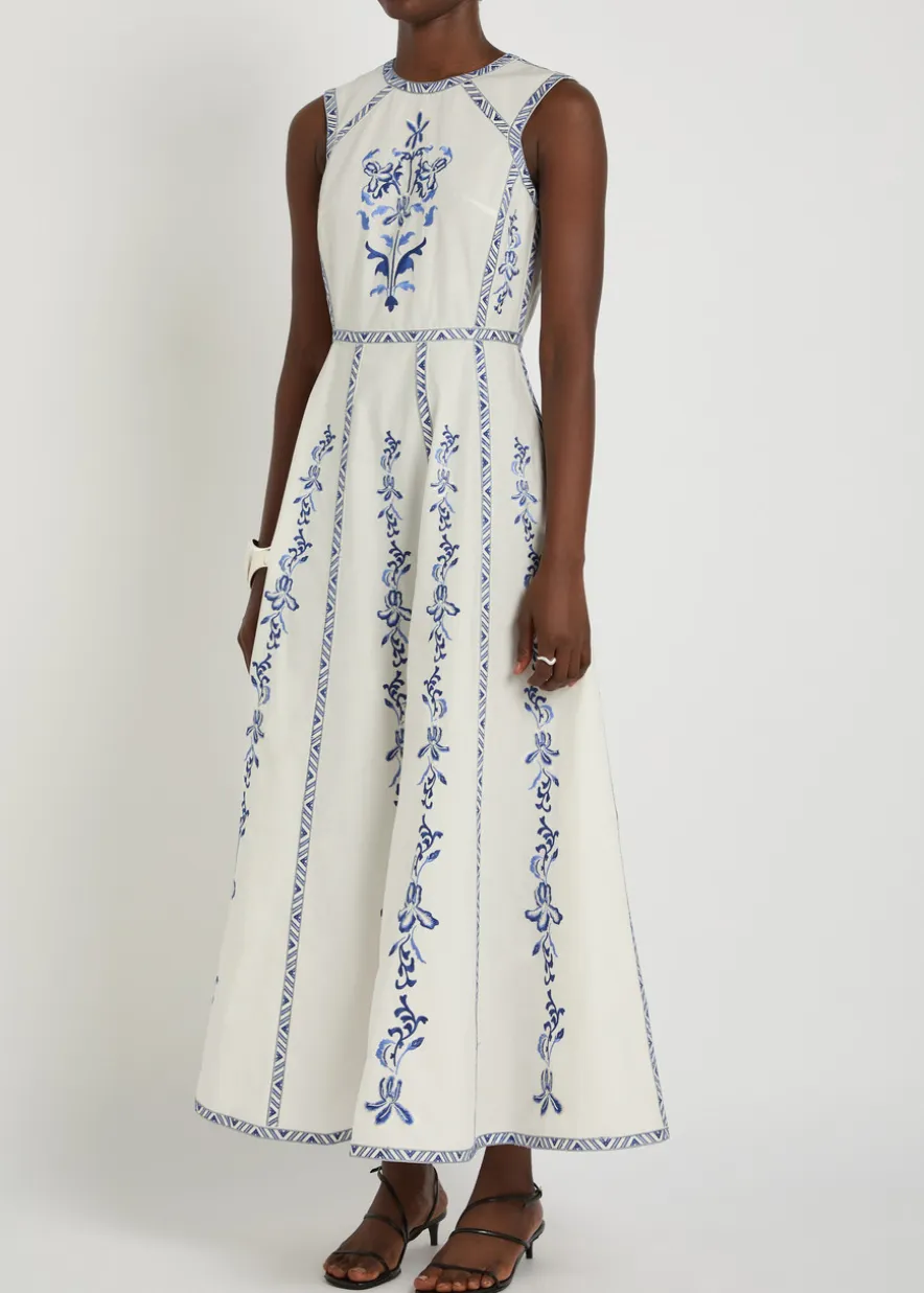 Clodette embroidered cotton-poplin midi dress