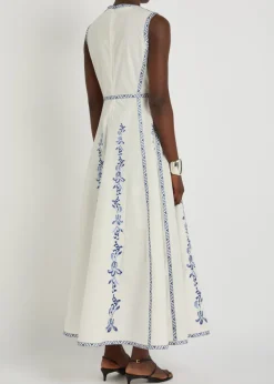 Clodette embroidered cotton-poplin midi dress