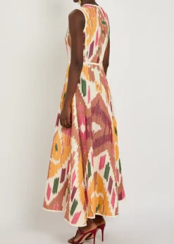 Clodette printed cotton and linen-blend midi dress