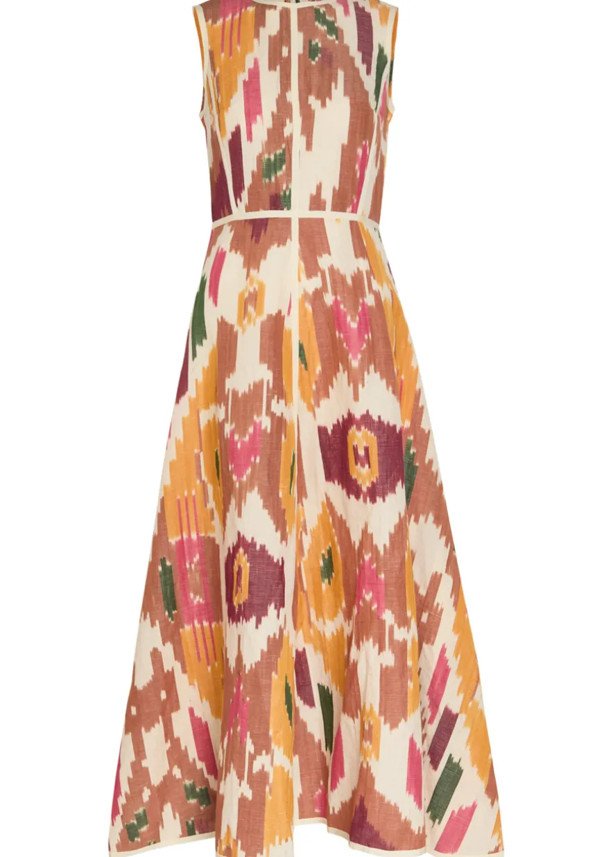 Clodette printed cotton and linen-blend midi dress