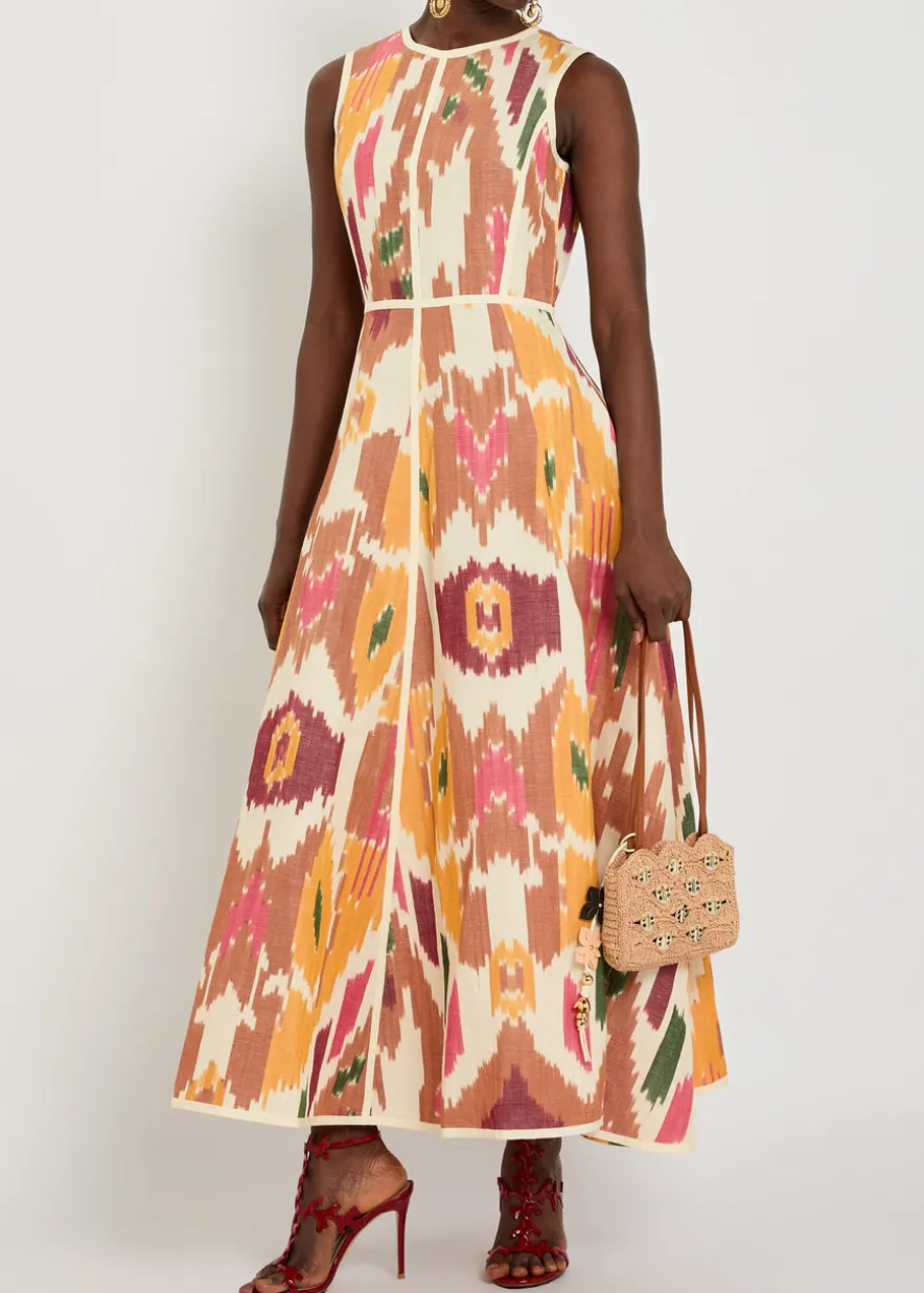 Clodette printed cotton and linen-blend midi dress