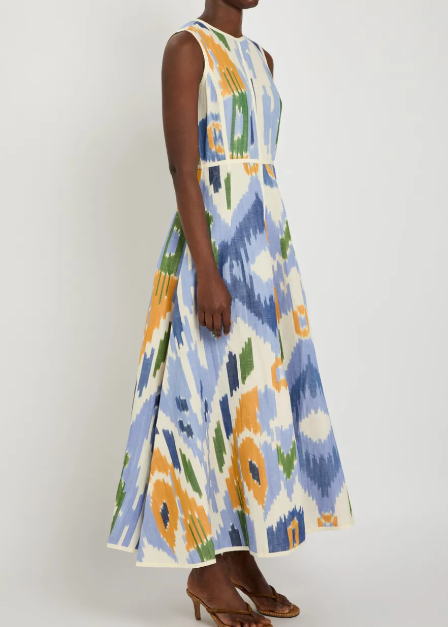Clodette printed cotton and linen-blend midi dress