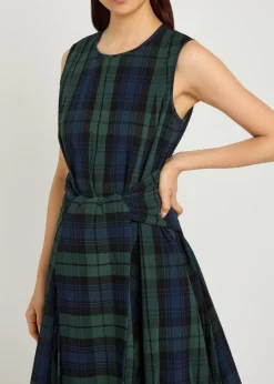 Cloque checked seersucker midi dress