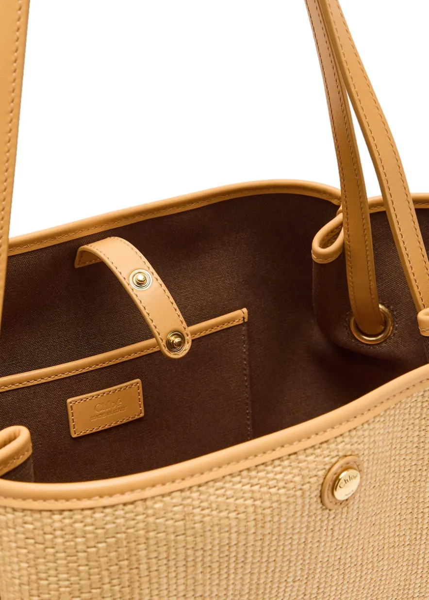Clover logo-embroidered raffia tote bag