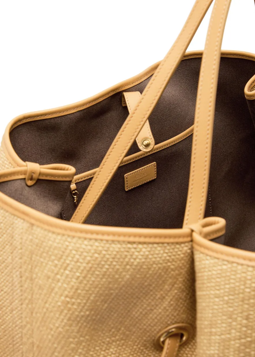 Clover medium logo-embroidered raffia tote