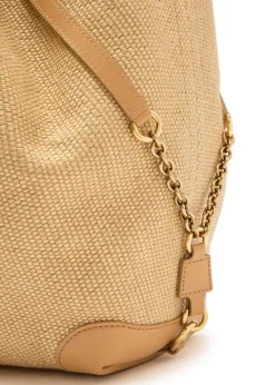 Clover medium logo-embroidered raffia tote