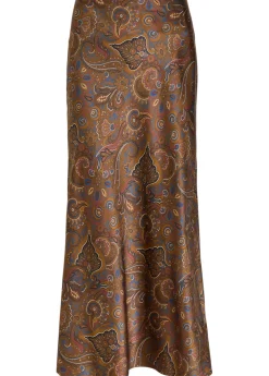 Clover paisley-print silk-blend midi skirt