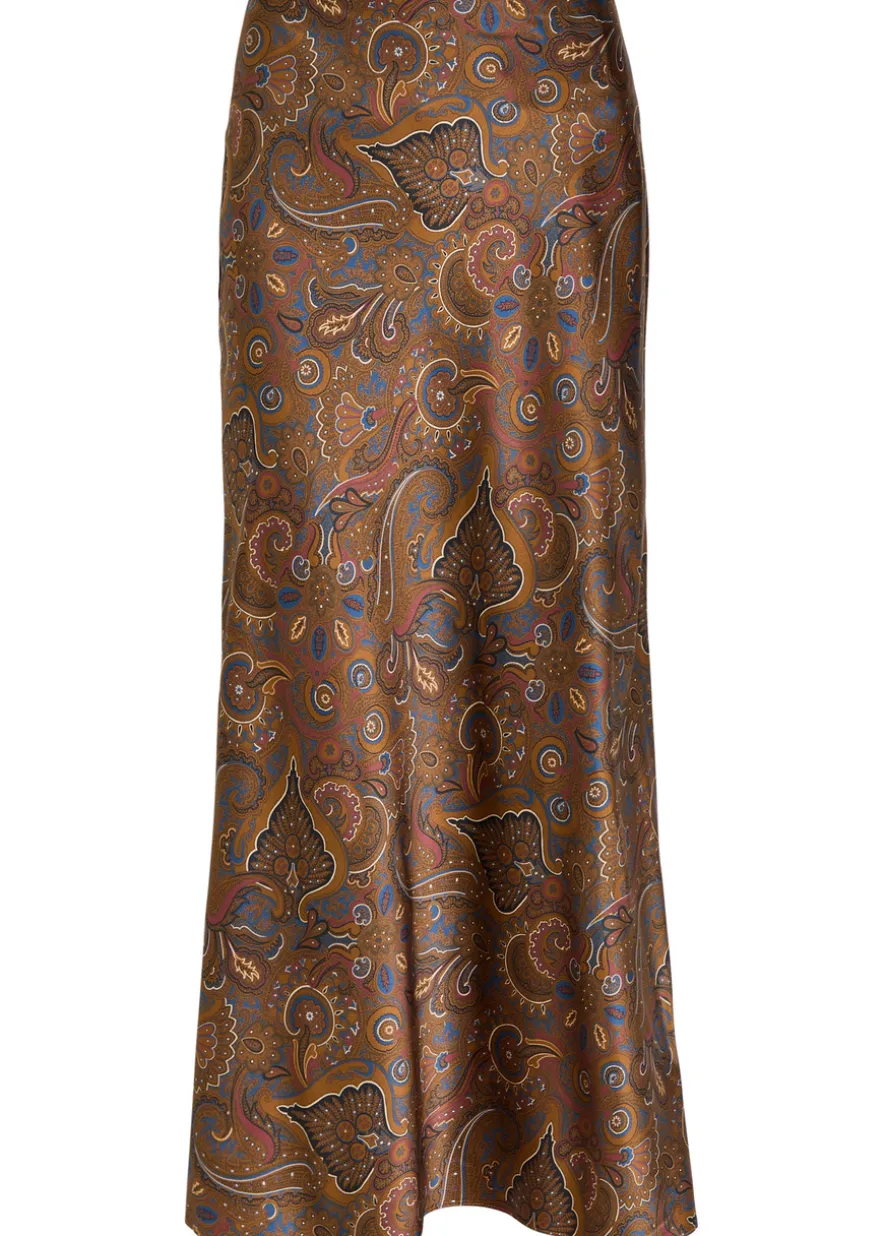 Clover paisley-print silk-blend midi skirt