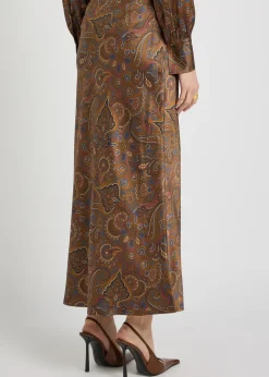 Clover paisley-print silk-blend midi skirt