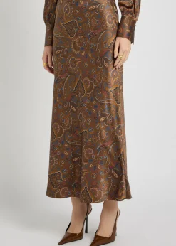 Clover paisley-print silk-blend midi skirt
