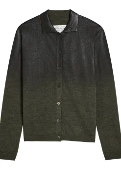 Coated wool-blend cardigan