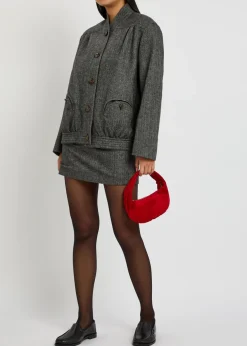 Coci herringbone wool-blend mini skirt
