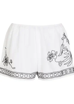 Cockatoo beaded cotton and silk-blend shorts