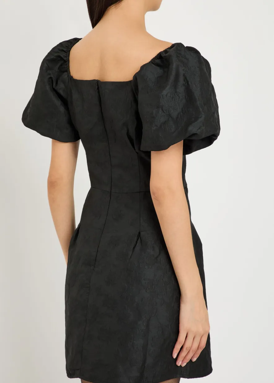 Cocktail floral-jacquard woven mini dress