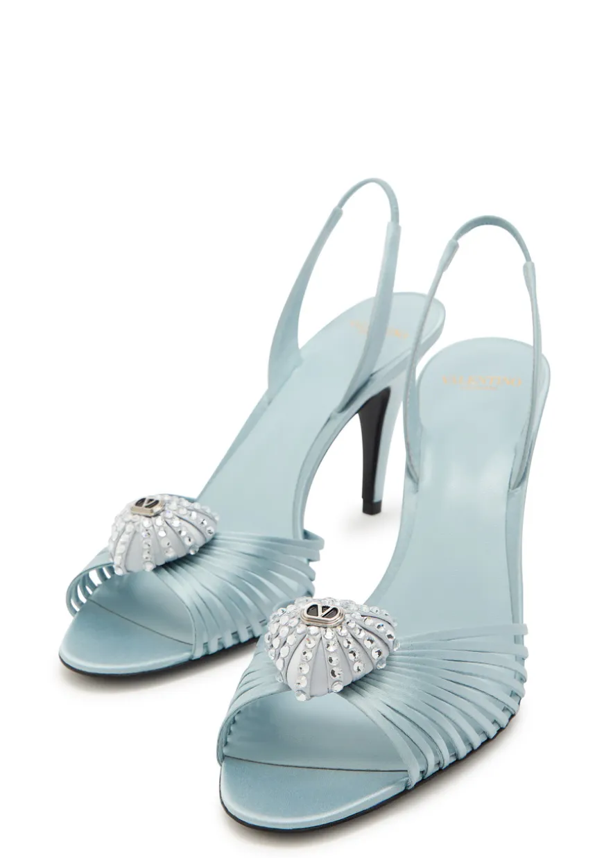 Coeur Royal 85 embellished satin slingback sandals