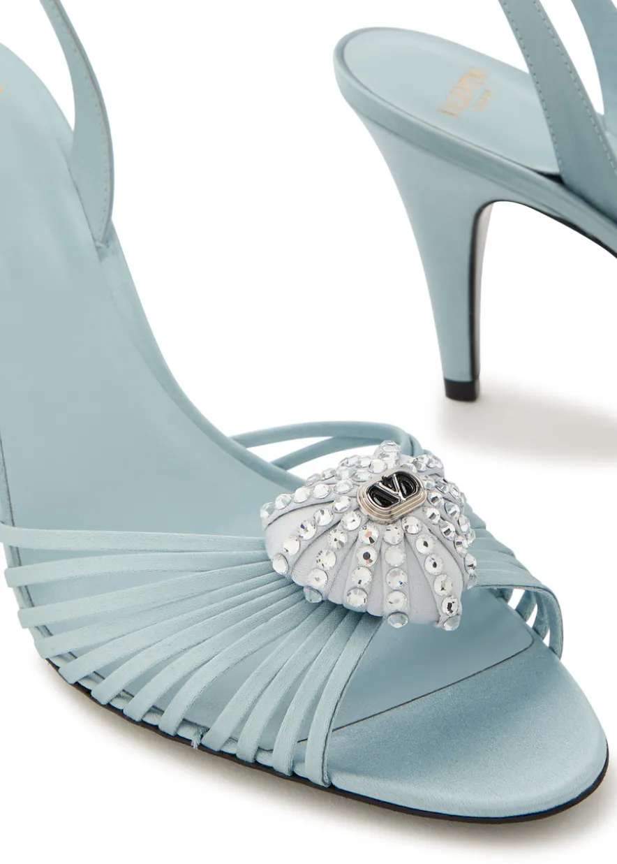 Coeur Royal 85 embellished satin slingback sandals