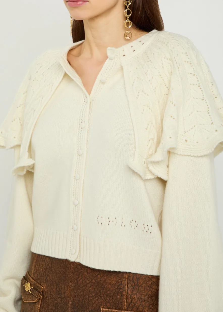 Collar-detail wool and cashmere-blend cardigan