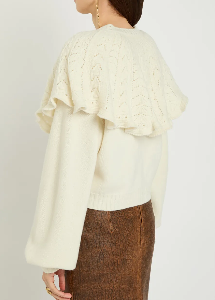 Collar-detail wool and cashmere-blend cardigan