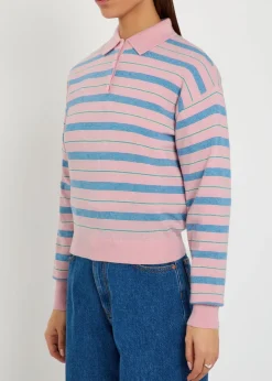 Collegiate striped cashmere polo shirt
