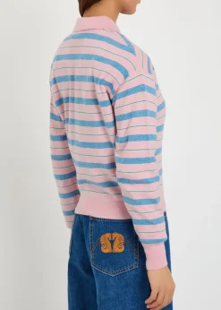 Collegiate striped cashmere polo shirt