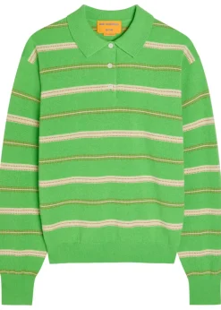 Collegiate striped cashmere polo jumper