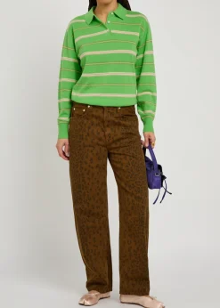 Collegiate striped cashmere polo jumper