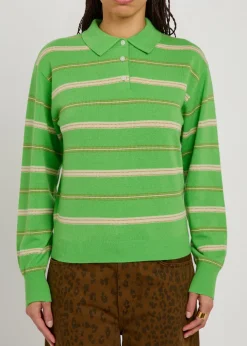 Collegiate striped cashmere polo jumper