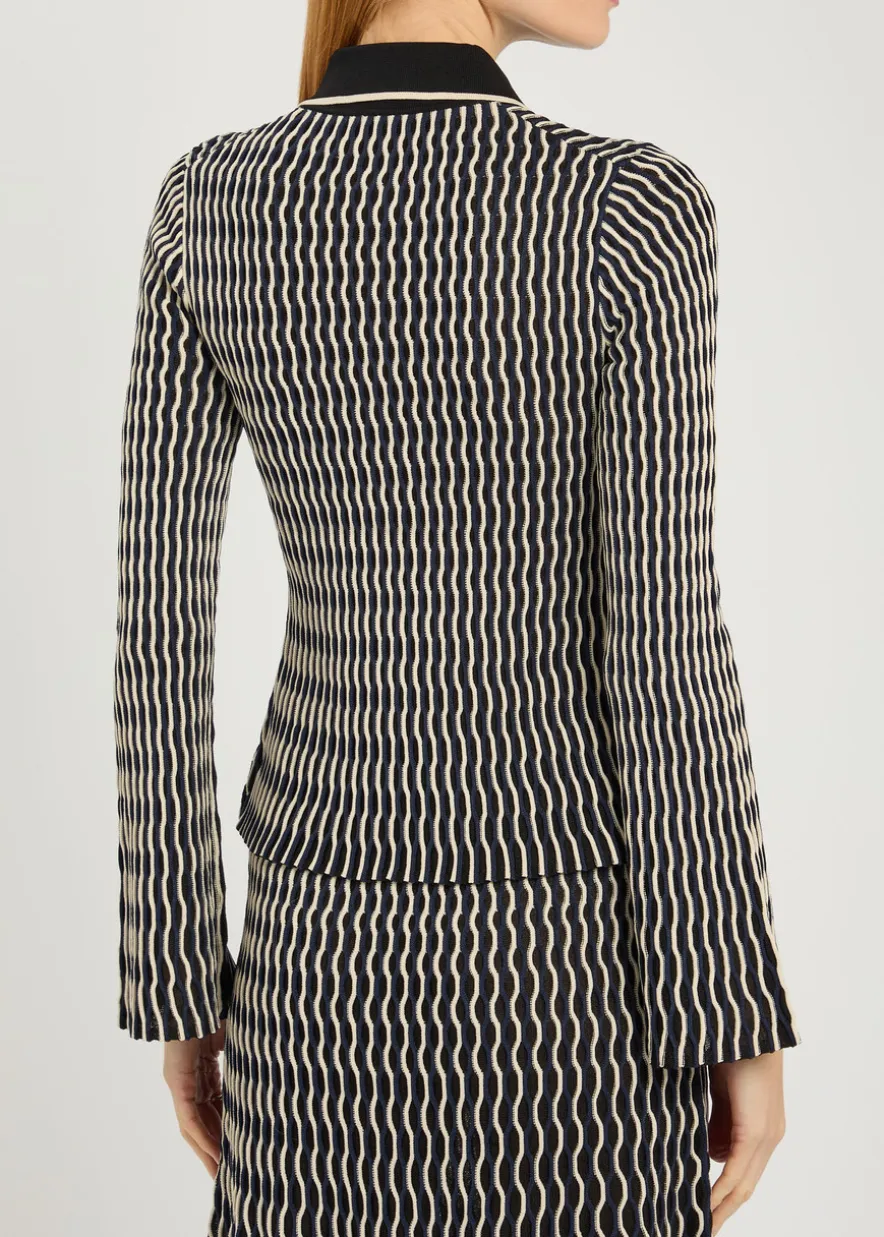 Collen textured knit polo top
