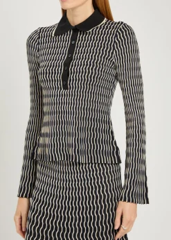 Collen textured knit polo top